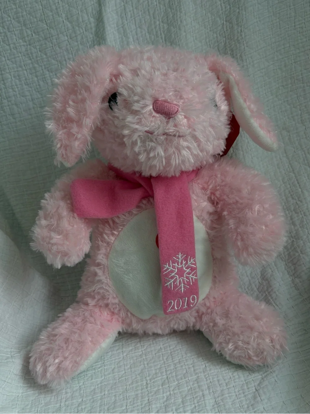 Pink Plush Bunny Pet Comfort Toy with Scarf -